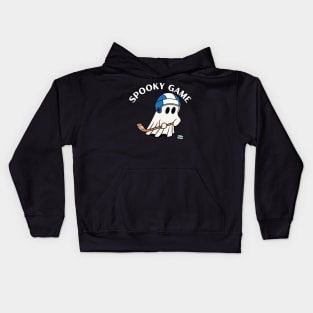 Spooky game, ghost playing hockey. Halloween Kids Hoodie